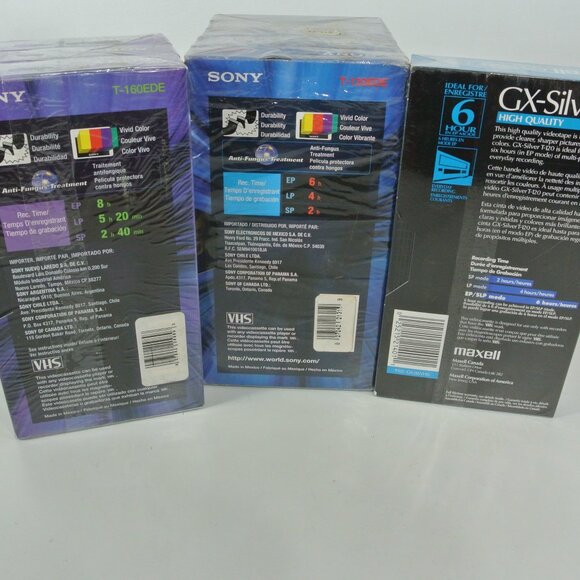 NEW Blank Sealed VHS Tapes - Lot of 9 - T-160 and T-120 Sony - Picture 3 of 3